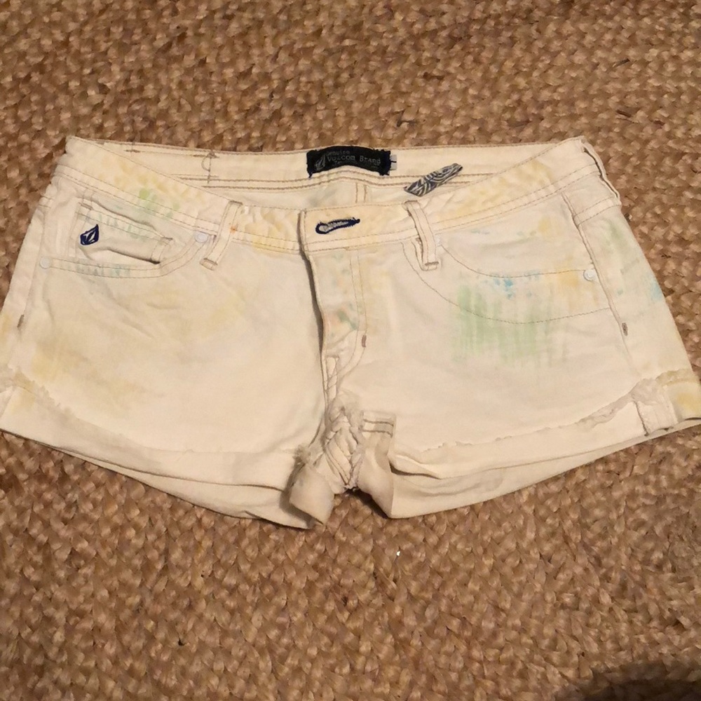 Volcom white denim shorts